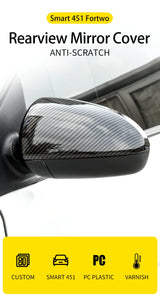 Carbon Fiber Mirror Covers for Smart Fortwo 09-14 Car Interior Accessory GMUNI