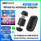 2in1 Wireless CarPlay Dongle Type-C USB Converter CarPlay Adapter AKAMATE