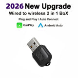 2-in-1 Wireless CarPlay and Android Auto Adapter Plug & Play