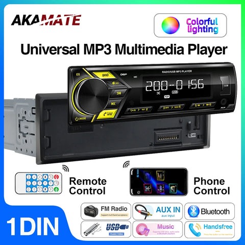 1Din Universal MP3 Car Radio Bluetooth FM Stereo Car Interior Accessory AKAMATE