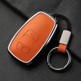 Aluminum Alloy Goatskin Car Key Case Cover for Subaru BRZ XV SV Forester Legacy Outback Crosstrek Impreza WRX Ascent keychain