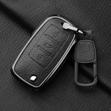 Metal and Leather 3 Button Car Key Case Cove For VW Volkswagen Beetle Caddy Eos Golf Jetta Polo Scirocco Tiguan Touran UP