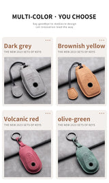 Car Key Cover For Mercedes Benz A C E S G Class GLC CLE CLA W177 W205 W213 W222 X167 AMG Leather Car Key Protective Cover