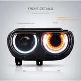 Dual Beam Projector Headlights RGB for Challenger 08-14 Car Interior Accessory Vland