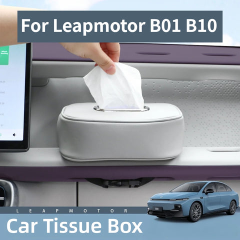 For Leapmotor B01 B10 Car Tissue Box Lether Original Car Color Paper Towel Storage Case Organizer Auto Interior Accessories A
