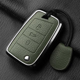 Aluminum Alloy Goatskin Car Key Case Cover For VW Golf 7 mk7 Skoda Octavia A7 Tiguan MK2 SEAT Ateca Leon FR 2 Ibiza