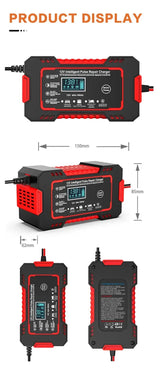 12V Car Battery Charger with Pulse Repair for Motorcycle 2018-2023