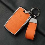 Metal and Leather Car Key Case Cover for Land Rover Range Rover Discovery Evoque Sport Velar Key Protection Shell Accessories