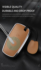 Metal and leather car key case cover for Lincoln Continental Navigator
