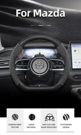Suede Carbon Fiber Steering Wheel Cover for Mazda Car Interior Accessory Hocasen