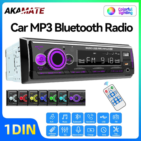 1Din Bluetooth 5.0 MP3 Car Stereo Universal Car Interior Accessory AKAMATE