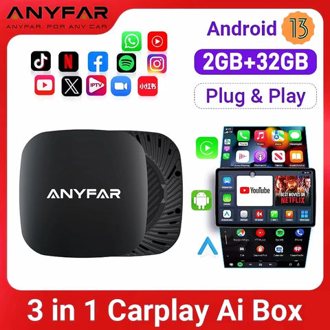 Wireless CarPlay Android Auto AI Adapter for Wired CarPlay Cars CarPlay Adapter ANYFAR