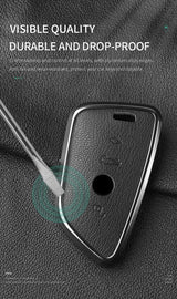 Metal and Leather Car Key Case for BMW