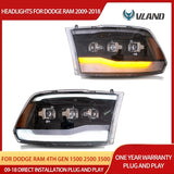 Black LED Headlights for Ram 1500 2009-2018 Car Interior Accessory Vland