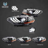 RGB Dual Beam LED Headlights for Mustang 2018-21 Car Interior Accessory Vland