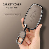 Aluminum Alloy Goatskin Car Key Case Cover For Lincoln Continental MKC MKZ MKX 2017 2018 2019 Navigator Nautilus keychain Key