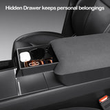 For Tesla Model Y Juniper 2025 2026 Center Console Armrest Organizer Box Heightened Cushion Suede Interior Upgrade for Model