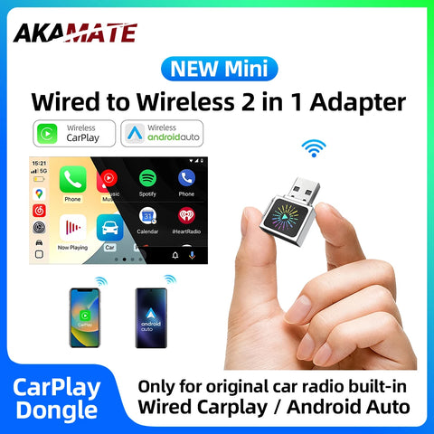 CarPlay Dongle Wireless 2in1 for Universal Systems Kit CarPlay Adapter AKAMATE