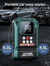 12V All-in-One Car Emergency Tool: Jump Starter, 150PSI Air Compressor, Portable Power Bank &amp; LED Light, Ideal for 6.0L G