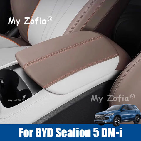 For BYD Sealion 5 DM-i 2025 2026 Car Armrest Box Center Console Lid Armrest Cover Interior PU Leather Cover Accessories Inter