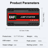 6250A 12000mAh Portable Jump Starter for 10.0L Gas/6.5L Diesel Car Interior Accessory AdoreTrip