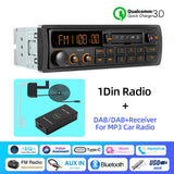 Retro Style 1Din MP3 Car Radio Bluetooth QC3.0 Fast Charge