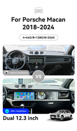 24.6-Inch Dual Screen Android Head Unit for Porsche Macan Android Head Unit Aotsr