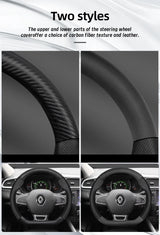 Renault Breathable Leather Steering Wheel Cover Black Red