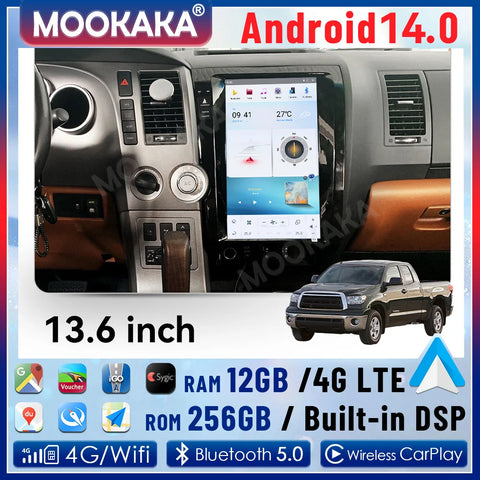 13.6-Inch Vertical Android Head Unit for Toyota Tundra 2007-2011 Android Head Unit Aotsr 2GB 32GB ROM Eight Core