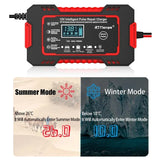 Car Battery Charger 12V 6A Touch Screen Pulse Repair LCD Fast Power Charging Wet Dry Lead Acid Digital LCD Car Battery Charge
