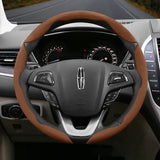 Suede Segmented Steering Wheel Cover for Lincoln MKZ
