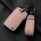 Aluminum Alloy Goatskin Car Key Case Cover For VW Golf 7 mk7 Skoda Octavia A7 Tiguan MK2 SEAT Ateca Leon FR 2 Ibiza