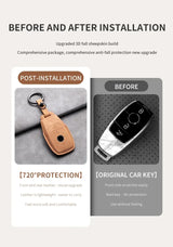 Car Key Cover For Mercedes Benz A C E S G Class GLC CLE CLA W177 W205 W213 W222 X167 AMG Leather Car Key Protective Cover Car