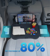 Expandable Car Backseat Desk for Laptop & Dining, with Non-Slip Pad & Device Holder, Adjustable, Foldable