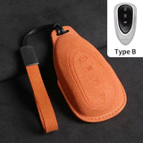 Suede Car Key Case Cover For Wey Coffee 01 Tank Tank300 Car Key Protective Shell Accessories