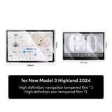 Tempered Glass Film Protector for New Tesla Model 3 Highland 2024 Rear Center Control Touch Screen