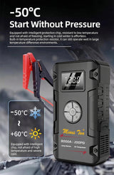 8000A Portable Car Jump Starter & 200PSI Fast Inflator, Auto-Shutoff, Digital Readout & Multi-Mode Light for Winter & Roadsid