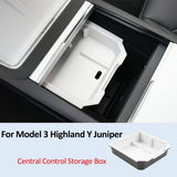 For Tesla Model 3 Highland Y Juniper Car Central Control Storage Box Double-layer Armrest Organizer Auto Interior Accessories