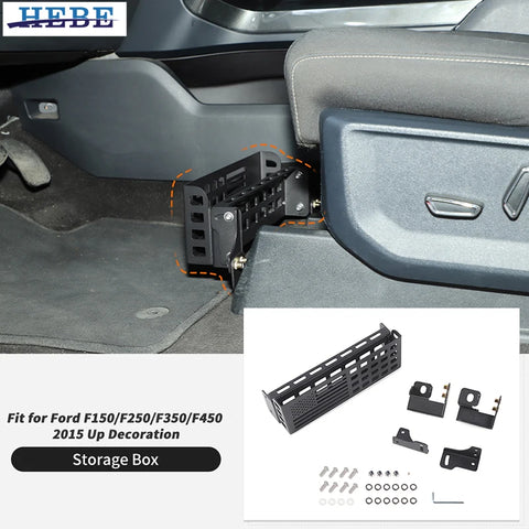 Under-Seat Storage Box Alloy for Ford F150 2015-2026 Car Interior Accessory HEBE
