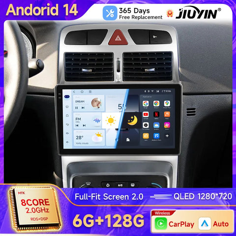 9-Inch Touchscreen Android Head Unit for Peugeot 307 2003–2012 Android Head Unit JIUYIN