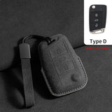 Suede Car Remote Key Case Cover for Volkswagen Golf