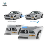 LED Projector Headlights Dual Beam Ford Mustang 05-09 Car Interior Accessory Vland