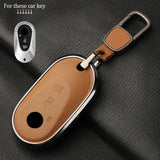 Metal and Leather Car Key Case Cover for Various Mercedes Benz Models