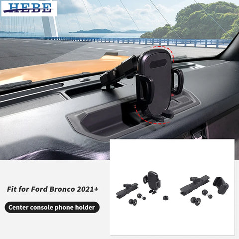 Aluminum Phone Holder Bracket for Ford Bronco 2021-2026 Car Interior Accessory HEBE