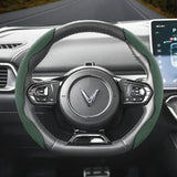 Segmented Suede Steering Cover for Vinfast Models Car Interior Accessory Hocasen Green 2-Piece Set