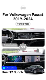 Dual Screen Android Stereo for Volkswagen Passat 2019–2024 Android Head Unit Aotsr