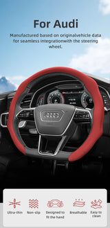 Perforated Leather Steering Wheel Cover for Audi Car Interior Accessory Hocasen