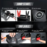 26800mAh Jump Starter with Air Compressor 1000A/1500A PEAK Booster Tyre Inflator Portable Car Battery Power Bank Charger Air