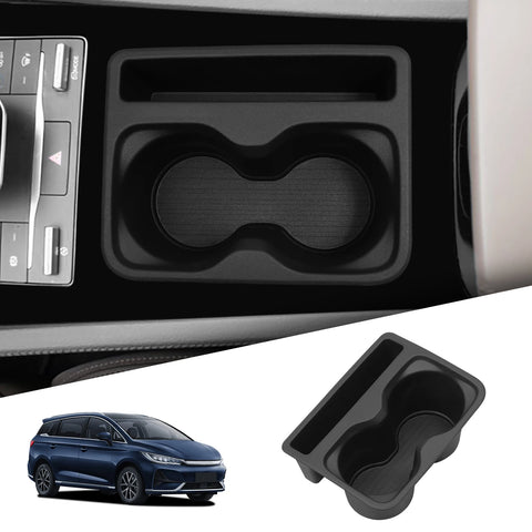 BYD M6 2024 2025 Center Console Cup Holder Shock-Absorbing Storage Tray Tidying Car Accessories Black TPE Center Console Cup