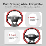 Perforated Leather Wheel Cover for Seat Ibiza Ateca Leon Car Interior Accessory Hocasen